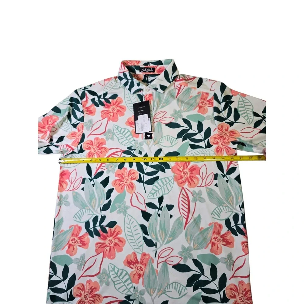 NWT‎ Bad Birdie M Floral Polo Shirt 4-Way Stretch UPF 50+